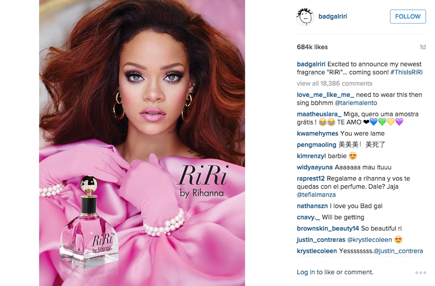 Rihanna pink perfume store